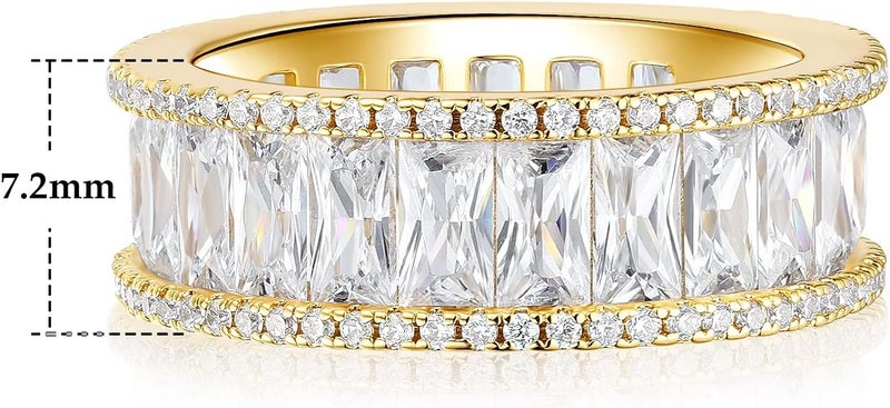 MDFUN 18K Gold Plated Eternity Rings for Women Cubic Zirconia Wedding Promise Engagement Band - Image 5